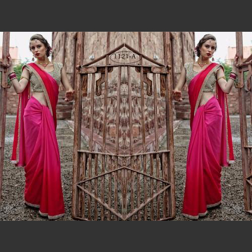 Designer Heavy Blouse with gorgeous Shaded Saree